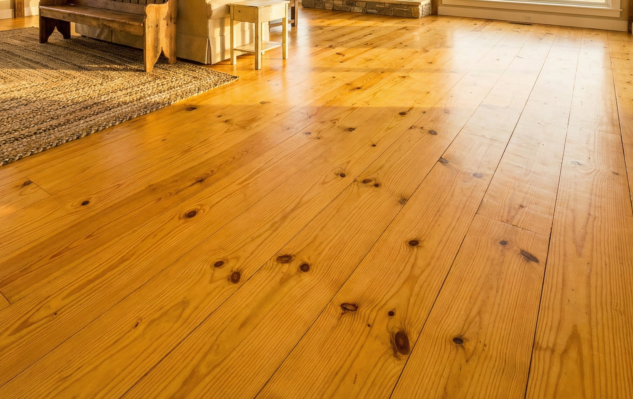 Solid wood flooring in a finished interior