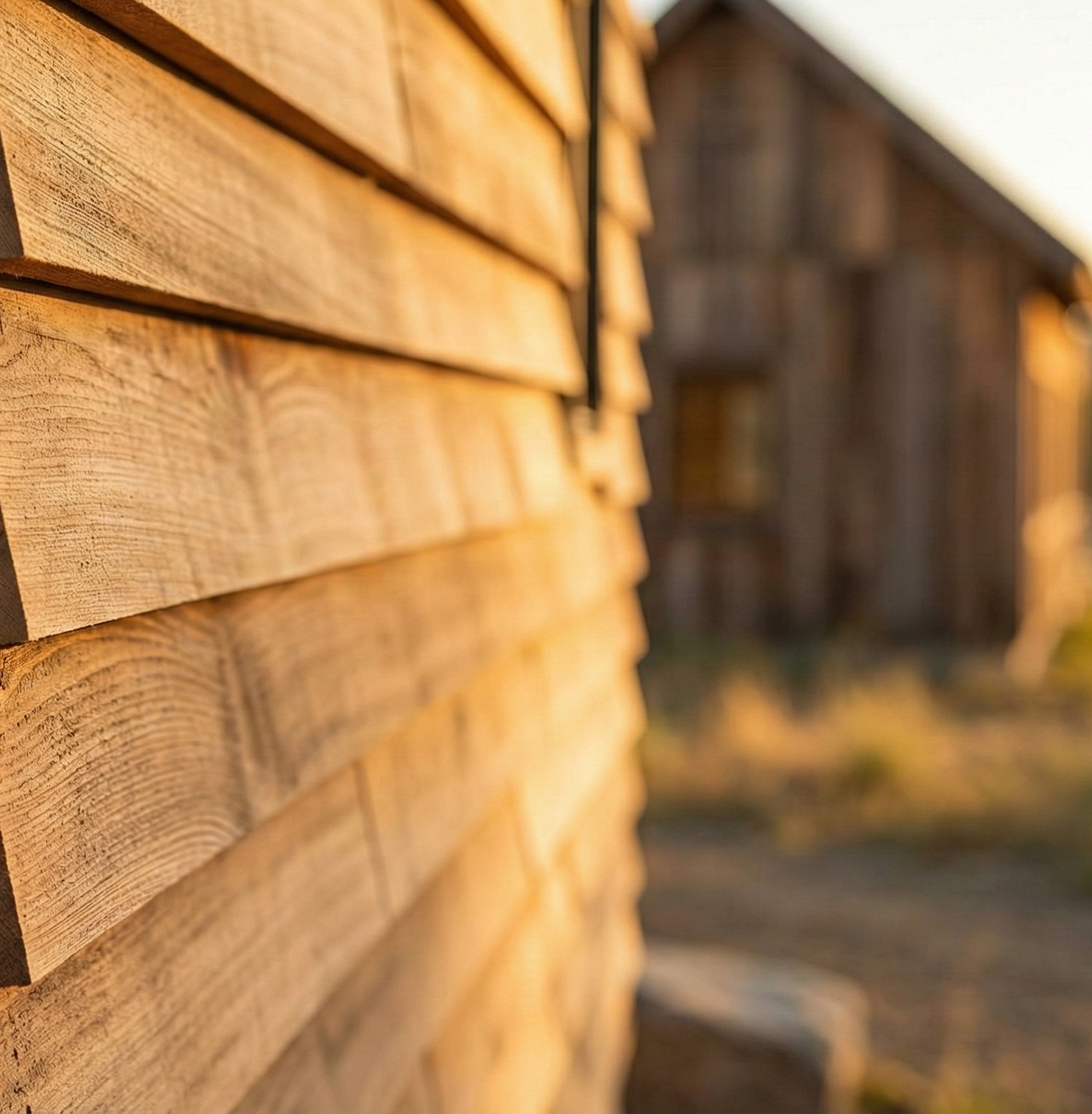 Installed overlap wood siding