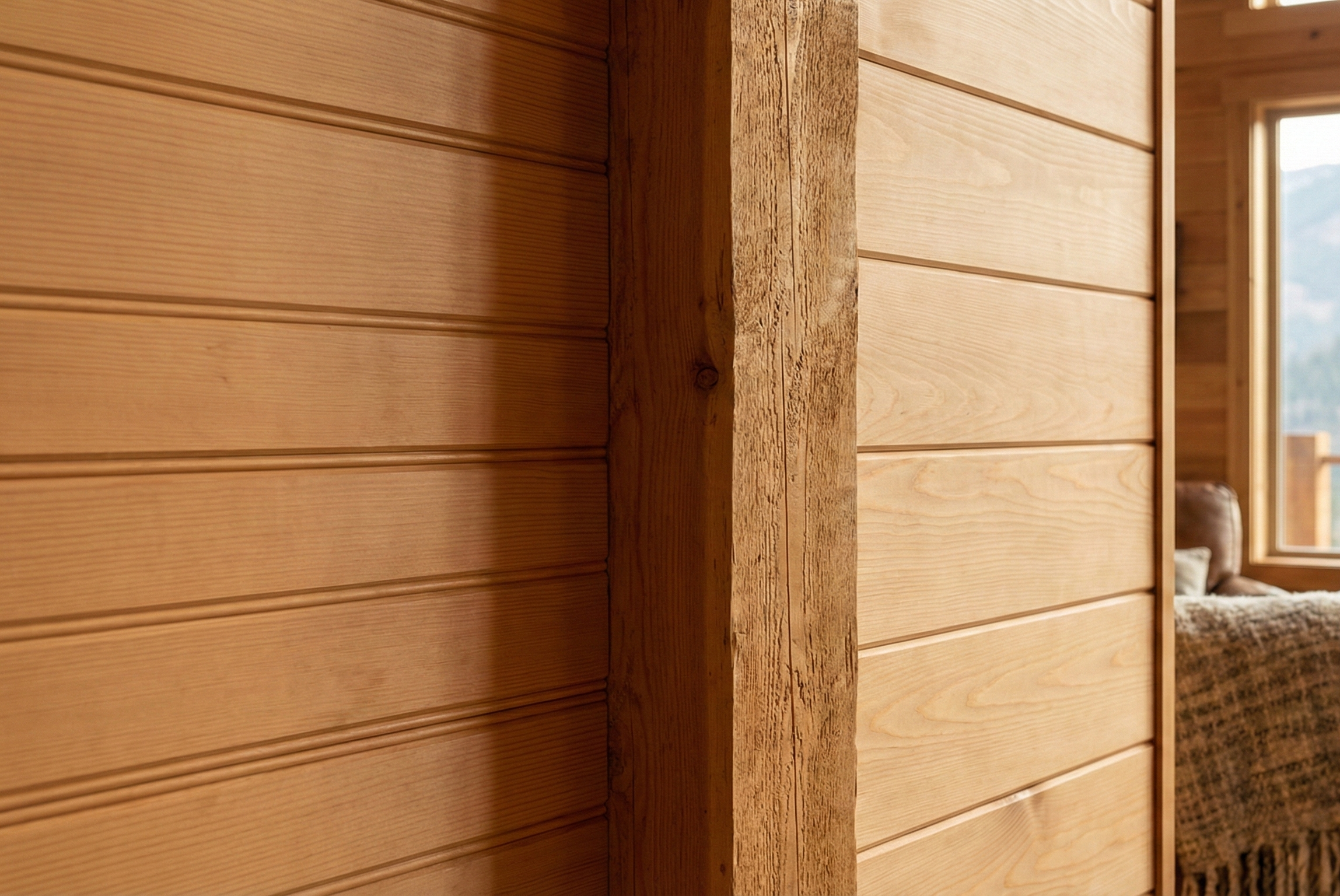 Eastern White Pine beaded and V-joint wall paneling