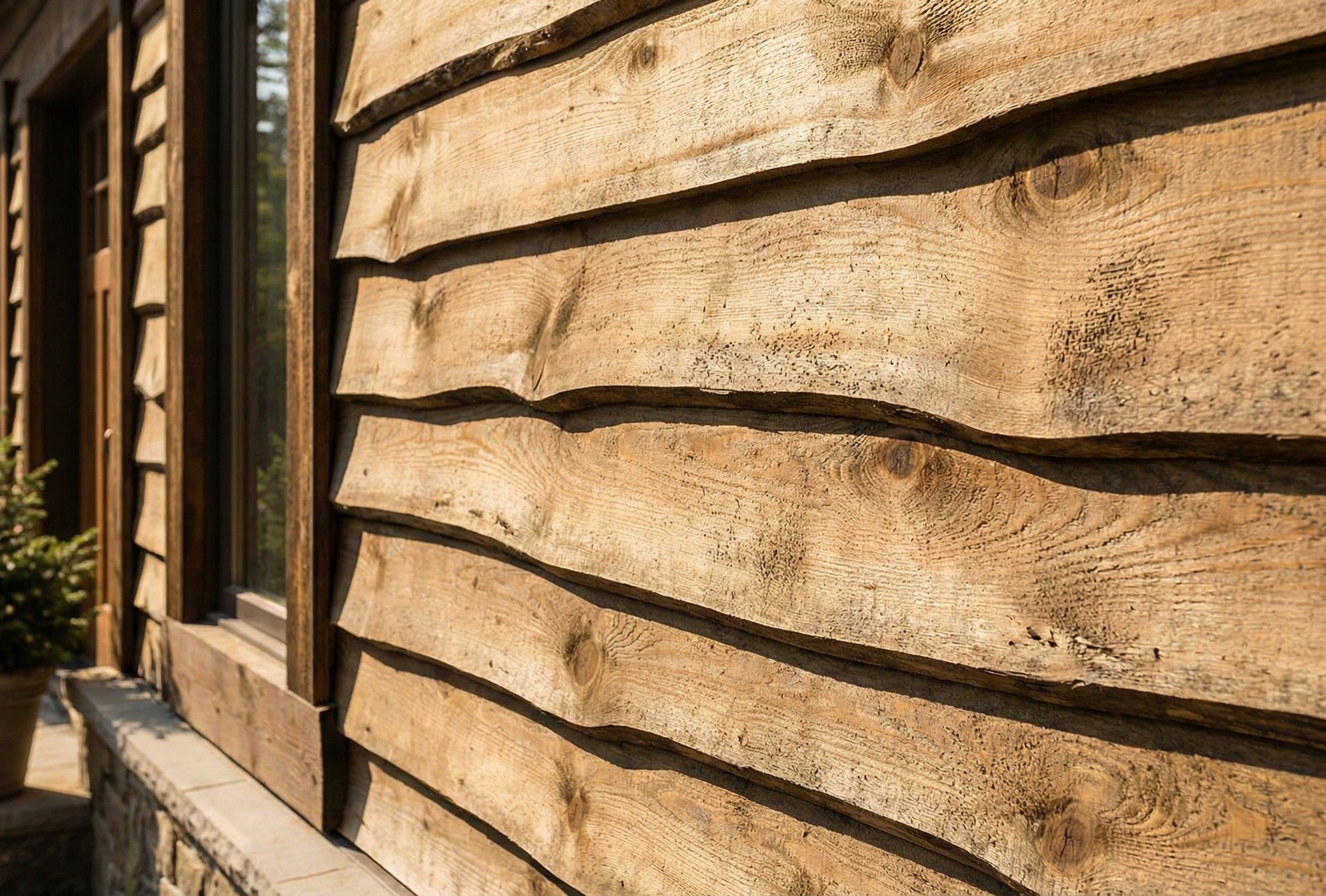 White Pine wane edge siding