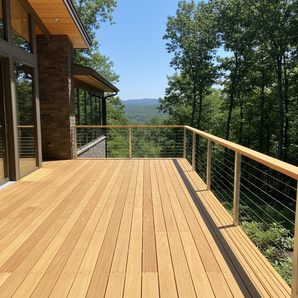 Garapa golden tropical hardwood decking stocked in Black Mountain, NC