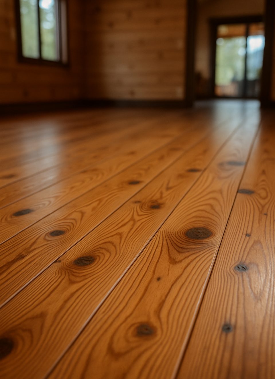 Stained yellow pine flooring
