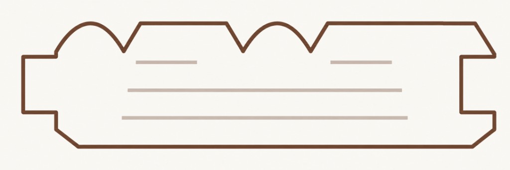 V-Joint Beaded tongue-and-groove board end illustration